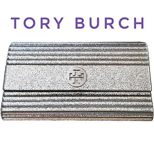 Tory Burch Rayna Clutch Sparkling Silver RARE!